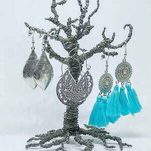 SALE!! 3 Pair BOHO EARRINGS, Silvery BLUE BUNNY'S BOHO BAUBLES